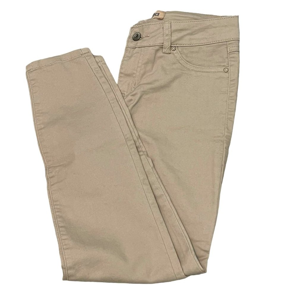 Blue Spice Stretch Jeans Size 5 Tapered Leg Beige Cotton Blend Zipper